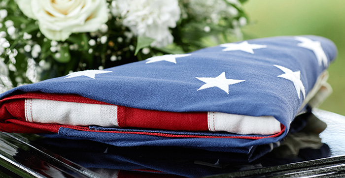 American flag on casket